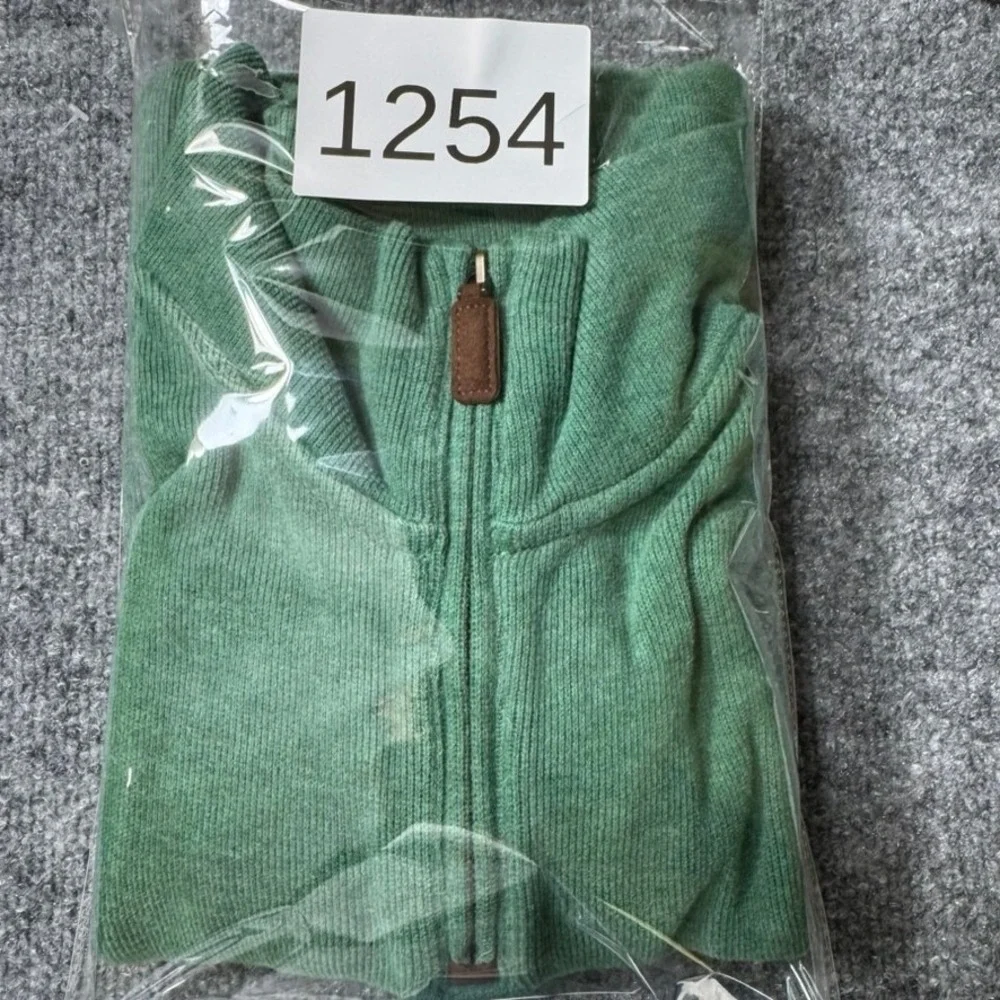 Polo Ralph Lauren Quarter Zip Pullover Mens L Cotton Rib Knit Green Classic L